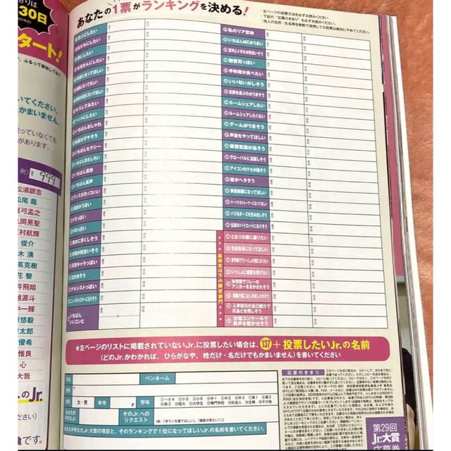 Myojo 2022年12月号 通常版 Jr.大賞応募用紙 応募券