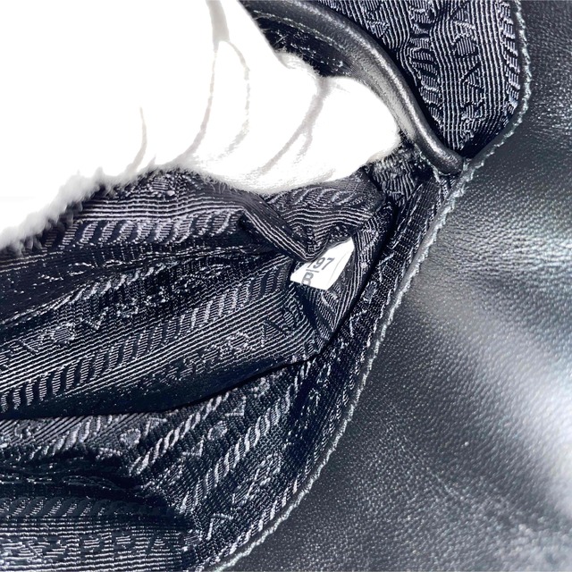 PRADA - prada 極美品 2way 黒 ギャザー ナイロン ハンドバッグ プラダ