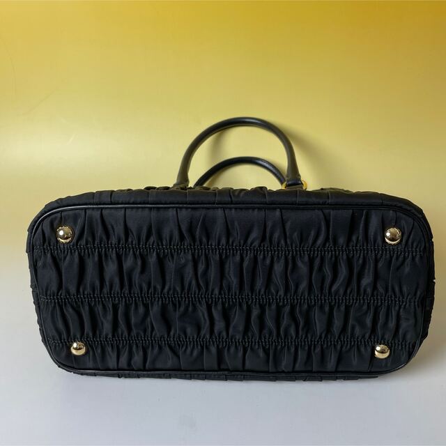 PRADA - prada 極美品 2way 黒 ギャザー ナイロン ハンドバッグ プラダ