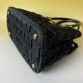 PRADA - prada 極美品 2way 黒 ギャザー ナイロン ハンドバッグ プラダ