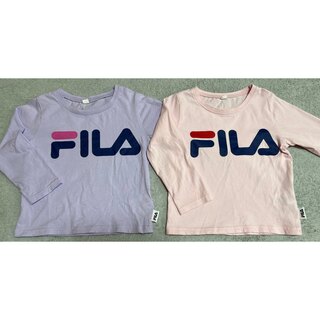 フィラ(FILA)の美品 FILA 長袖Tシャツ 90cm 2枚セット ロンＴ パープル&ピンク(Tシャツ/カットソー)