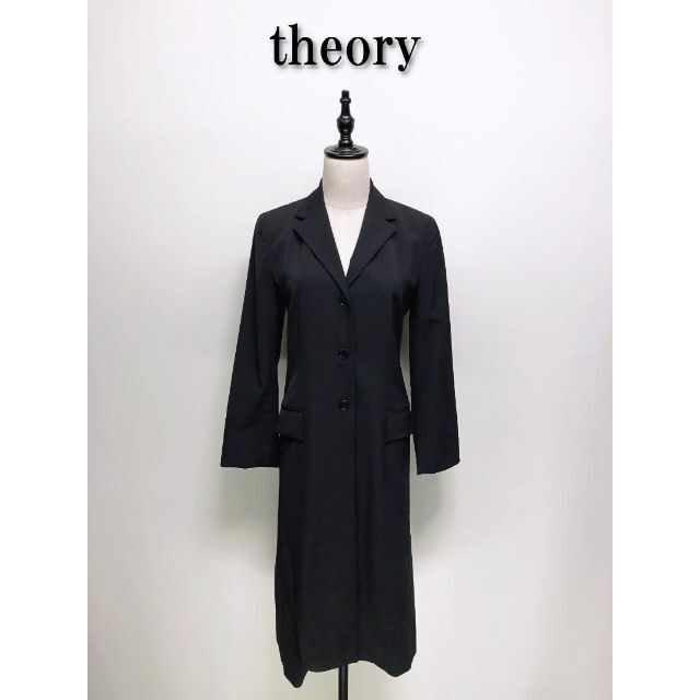 654 theory セオリー 薄手 ロングコート スーツ素材 2 黒ブラック | フリマアプリ ラクマ