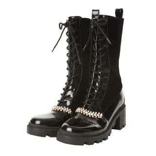 Herlipto Crystal Lace-Up Ankle Boots