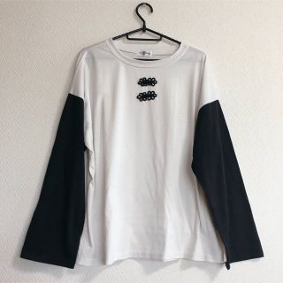 チャイナ 白 Tシャツ ロンT 長袖 配色 カットソー ファンキーフルーツ