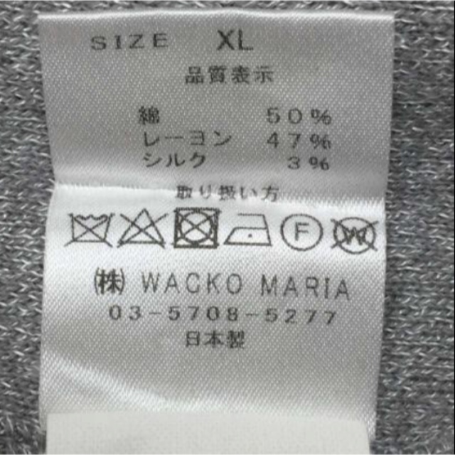 WACKO MARIA(ワコマリア)のワコマリア  アラビア語　ポロシャツ　リンガー　綿　シルク　グレーXL メンズのトップス(ポロシャツ)の商品写真