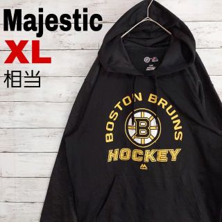 Majestic - マジェスティックNHLスウェットパーカーフーディービッグ 京都 ビッグロゴ NHLブルーインズ 黒 フーディ パーカー プルオーバー 2XL パーカー