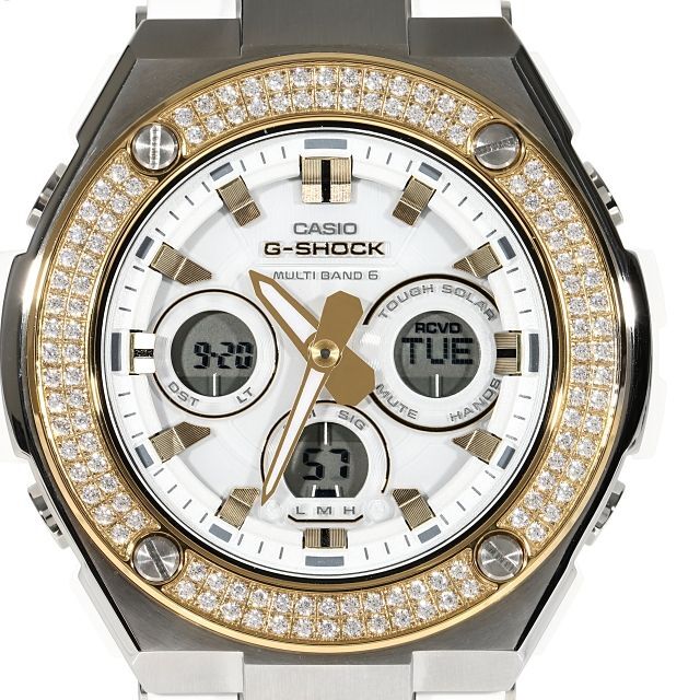 G-SHOCK GST w300 Gスチール ホワイト 白 2連CZダイヤ