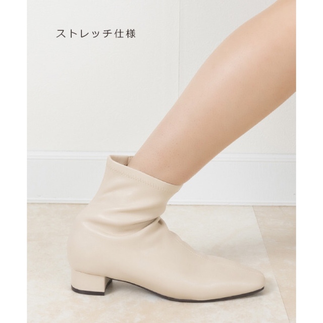 新品 RANDA ソフトストレッチスクエアトゥショートブーツ ...