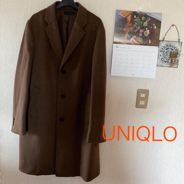 UNIQLO(ユニクロ)の美品＊UNIQLO  ＊ ウールカシミヤ チェスターコートガンクラブチェック メンズのジャケット/アウター(チェスターコート)の商品写真