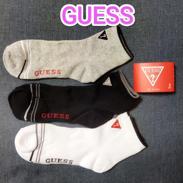 GUESS GUESS 新品 メンズ ソックス 靴下 ゲス ３足セット くつ下 未使用の通販 by ベアーホワイト's shop｜ゲスならラクマ