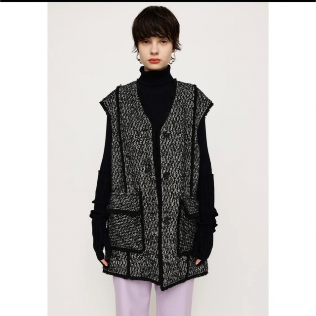 SLY】 TWEED NO COLLAR ベスト-
