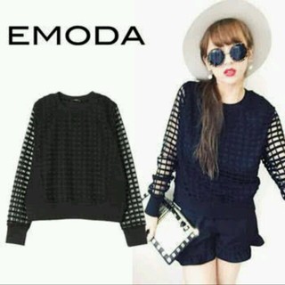 エモダ(EMODA)の新品　EMODA　block　lace　kombi　トップス(カットソー(長袖/七分))