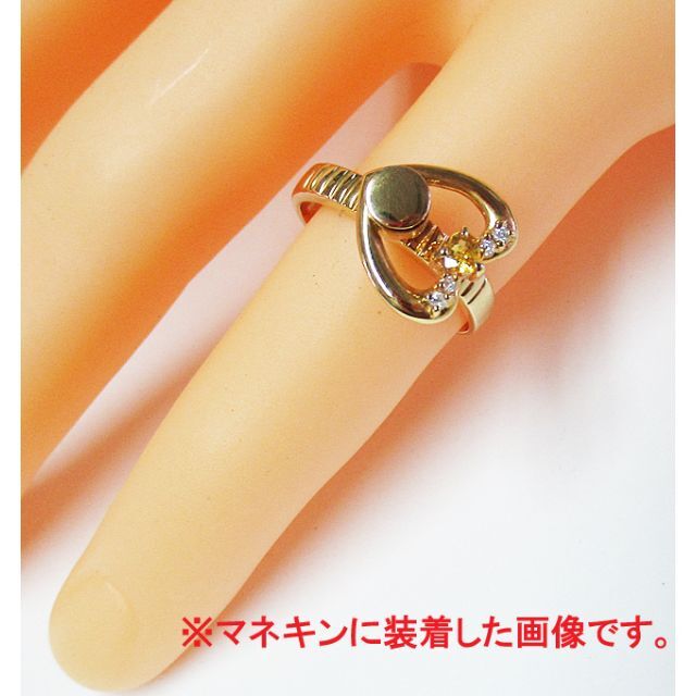 K18ハート型トパーズ・ダイヤ入りスイング指輪(サイズ12号)