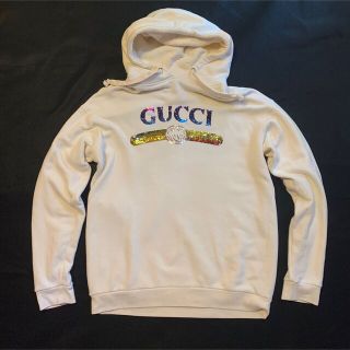 グッチ(Gucci)のグッチ　フーディー　パーカー　ホワイト　オーバーサイズコーデ(パーカー)