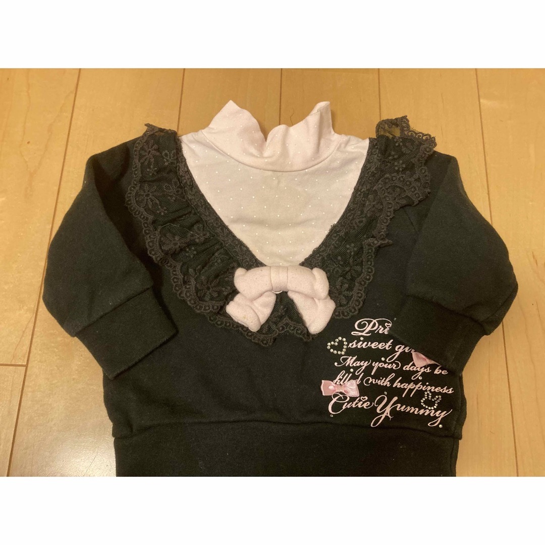 FairyBaby リオ横山 黒　リボン　レース　トレーナー 90 キッズ/ベビー/マタニティのキッズ服女の子用(90cm~)(ニット)の商品写真