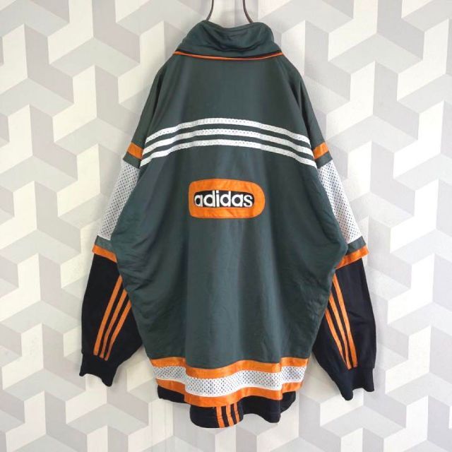 adidas 希少s adidas レイヤード 刺繍 トラックジャケット 緑