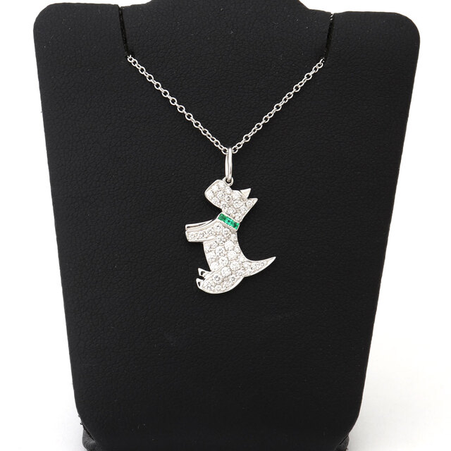 (美品) ティファニー TIFFANY ドッグチャーム ネックレス 犬 PT950xダイヤ(約0.23ct)xエメラルド(約0.02ct) 8880 (美品) ティファニー TIFFANY ドッグチャーム ネックレス 犬 PT950xダイヤ(約0.23ct)xエメラルド(約0.02ct) 8880
