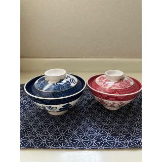 ニッコー(NIKKO)のニッコー　ダブルフェニックス　 山水　蓋つき夫婦茶碗（赤/青）セット(食器)