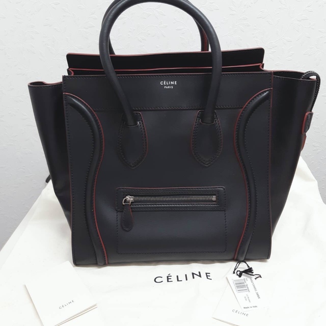 セリーヌ CELINE ラゲージ ミニショッパー  ブラック×ワインレッド