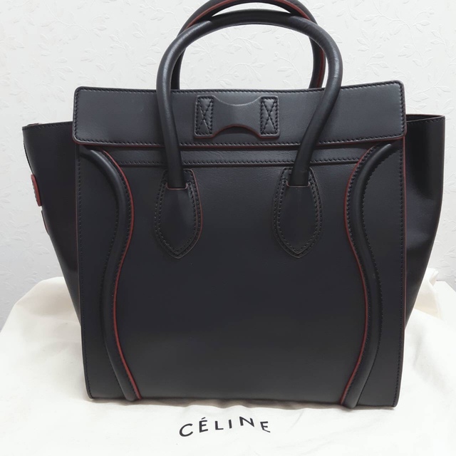 celine(セリーヌ)のセリーヌ CELINE ラゲージ ミニショッパー  ブラック×ワインレッド レディースのバッグ(トートバッグ)の商品写真