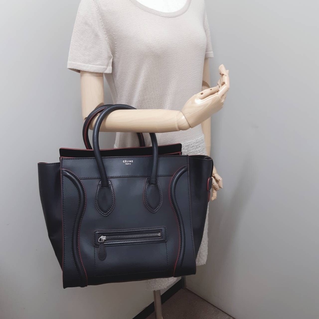 celine(セリーヌ)のセリーヌ CELINE ラゲージ ミニショッパー  ブラック×ワインレッド レディースのバッグ(トートバッグ)の商品写真