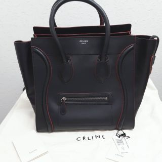 セリーヌ(celine)のセリーヌ CELINE ラゲージ ミニショッパー  ブラック×ワインレッド(トートバッグ)