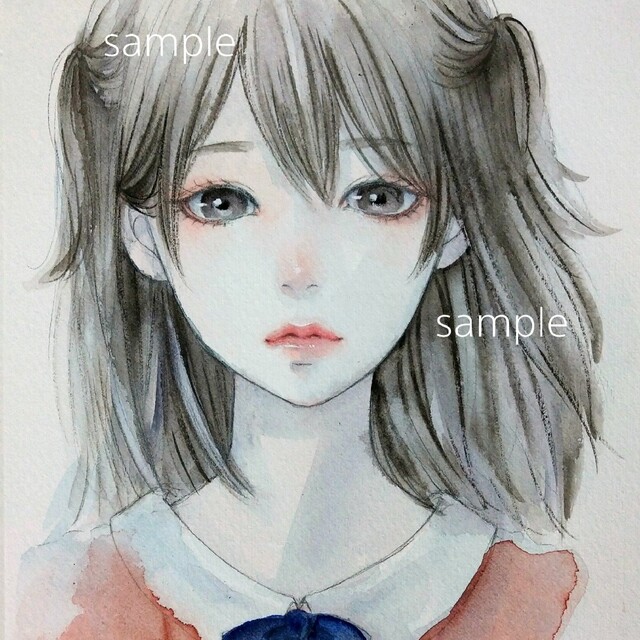 手描きイラスト　絵画　水彩画　美人画　美少女　女の子エンタメ/ホビー