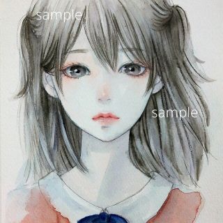 専用   手描きイラスト《 ねこ 》オリジナル 水彩画 美人画 美少女 猫耳