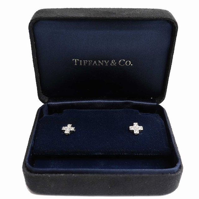 Tiffany & Co.(ティファニー)の（新品仕上げ済）ティファニー TIFFANY クルーシーフォーム ダイヤ ピアス クロス PT950 × ダイヤ 5石 内箱 9006 レディースのアクセサリー(ピアス)の商品写真