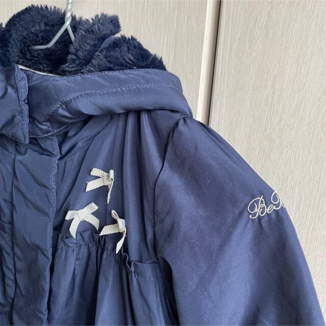 BeBe ダウンコート 100 ネイビー リボン 中綿 べべ
