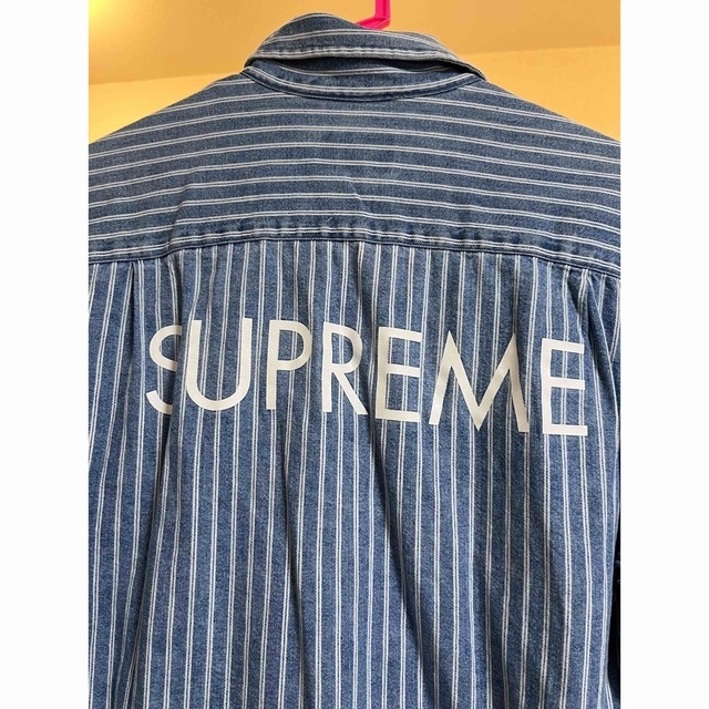 美品supreme stripe denim shirt Sサイズ