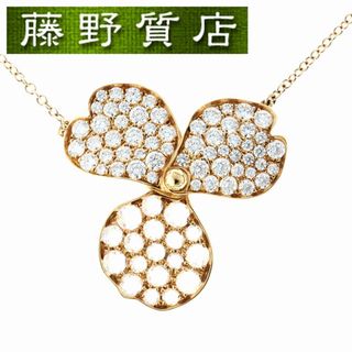 ティファニー(Tiffany & Co.)の（美品）ティファニー TIFFANY ペーパーフラワー ダイヤネックレス ラージ K18 PG × ダイヤモンド 約0.85ct  花びら ペンダント 8484(ネックレス)