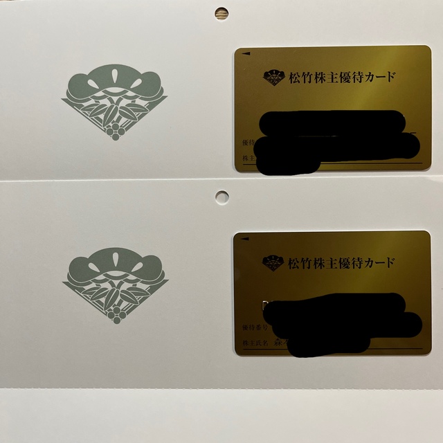 松竹 株主優待カード 80ポイント×2枚　返却不要チケット