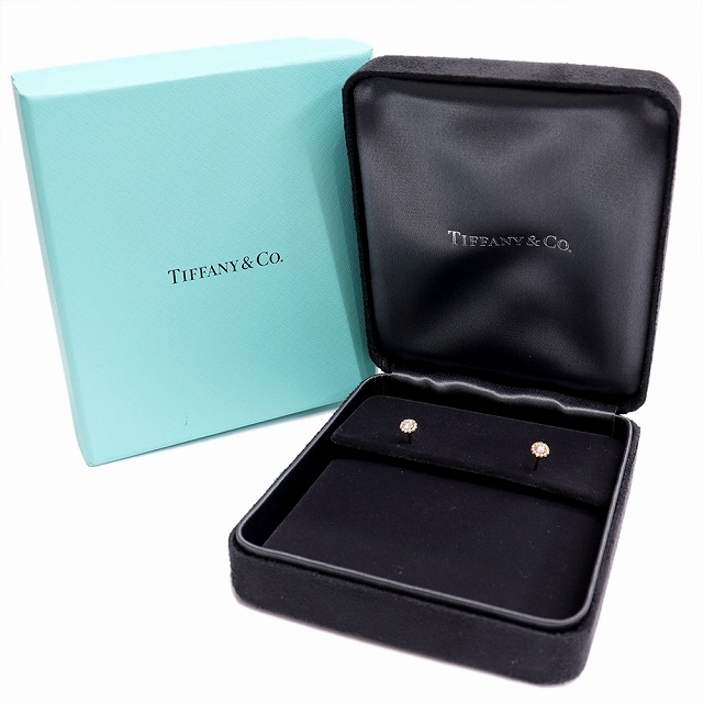 (美品)ティファニー TIFFANY ソレスト ダイヤ ピアス K18 PG × ダイヤモンド 計26石 9064