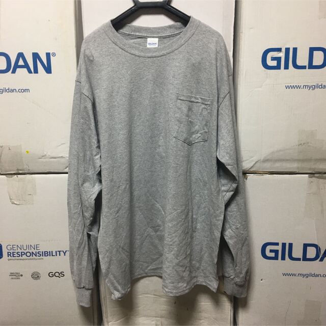 GILDAN(ギルタン)のGILDANギルダン☆ロンT★長袖無地Tシャツ！ポケット付き！スポーツグレーXL メンズのトップス(Tシャツ/カットソー(七分/長袖))の商品写真