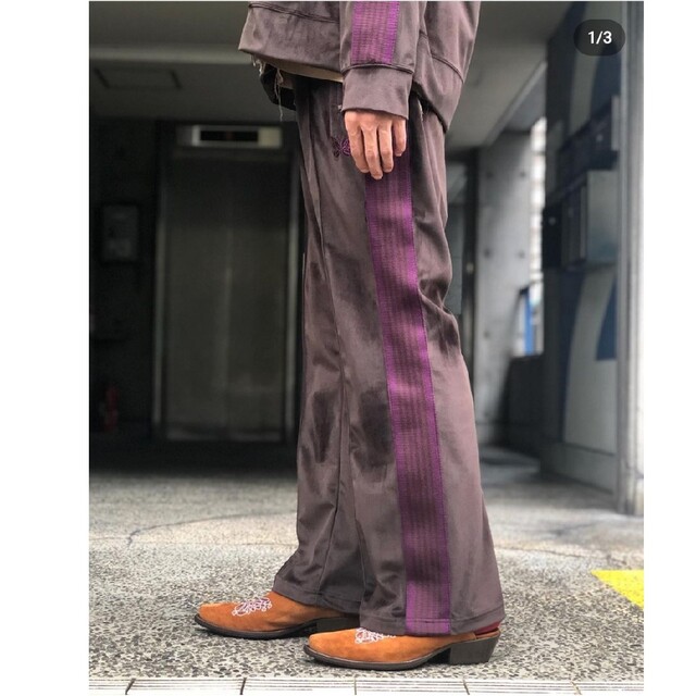美品 needles トラックパンツ ブーツカット ブラック パープル