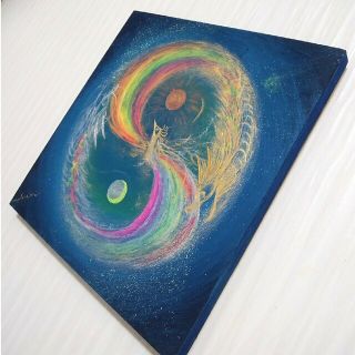 高次元アート*虹色鳳凰巡光龍神 陽月陰陽太極図 波動転写 幸せ 全体運金運 風水 高次元アート*虹色鳳凰巡光龍神 陽月陰陽太極図 波動転写 幸せ 全体運金運 風水