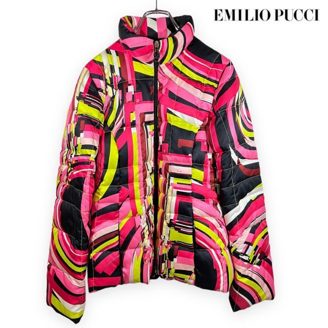 美品 EMILIO PUCCI エミリオプッチ 総柄 ピンク ダウンジャケット