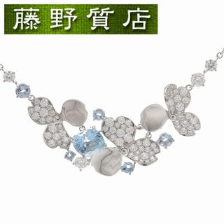 ティファニー(Tiffany & Co.)の(新品仕上げ済）ティファニー TIFFANY ペーパーフラワー クラスター ダイヤネックレス PT950 × ダイヤ × アクアマリン ペンダント 8522(ネックレス)