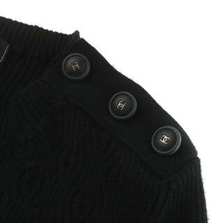 シャネル 18年製 ココマークボタン ニット セーター リブ 38 M 黒