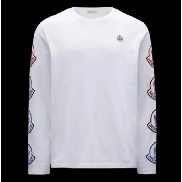 ★最新作★ MONCLER ロンT 長袖 Tシャツ Ｍ　ホワイト 袖ロゴ 完売 | フリマアプリ ラクマ