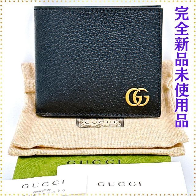 Gucci - 【新品未使用品】グッチ GUCCI GGマーモント レザー 二つ折り財布