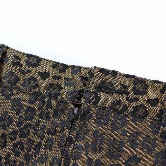 フェンディ FENDI レオパード ひざ丈 台形スカート ヒョウ柄 I42 茶