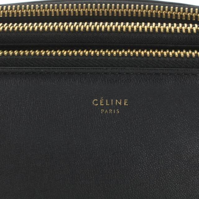 セリーヌ CELINE トリオ ラージ ショルダーバッグ レザー 黒