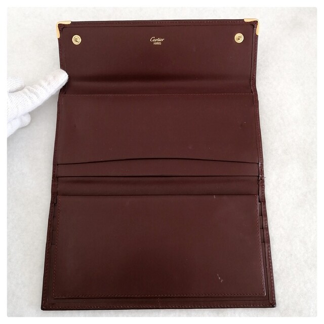 美品】カルティエ 長財布 ワインレッド - 財布