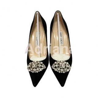 Jimmy Choo Agnes85 CRYSTAL スエードパンプス 黒 35