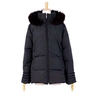 モンクレール(MONCLER)の美品 モンクレール MONCLER コート ジャケット ダウン 茶タグ TANZ タンツ ラクーンファー 無地 レディース アウター 1(S相当) ブラック(その他)