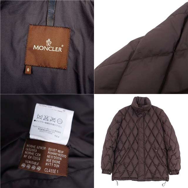 モンクレール MONCLER ジャケット 茶タグ ダウン ジップアップ メンズ コート アウター 0(XS相当) ブラウン