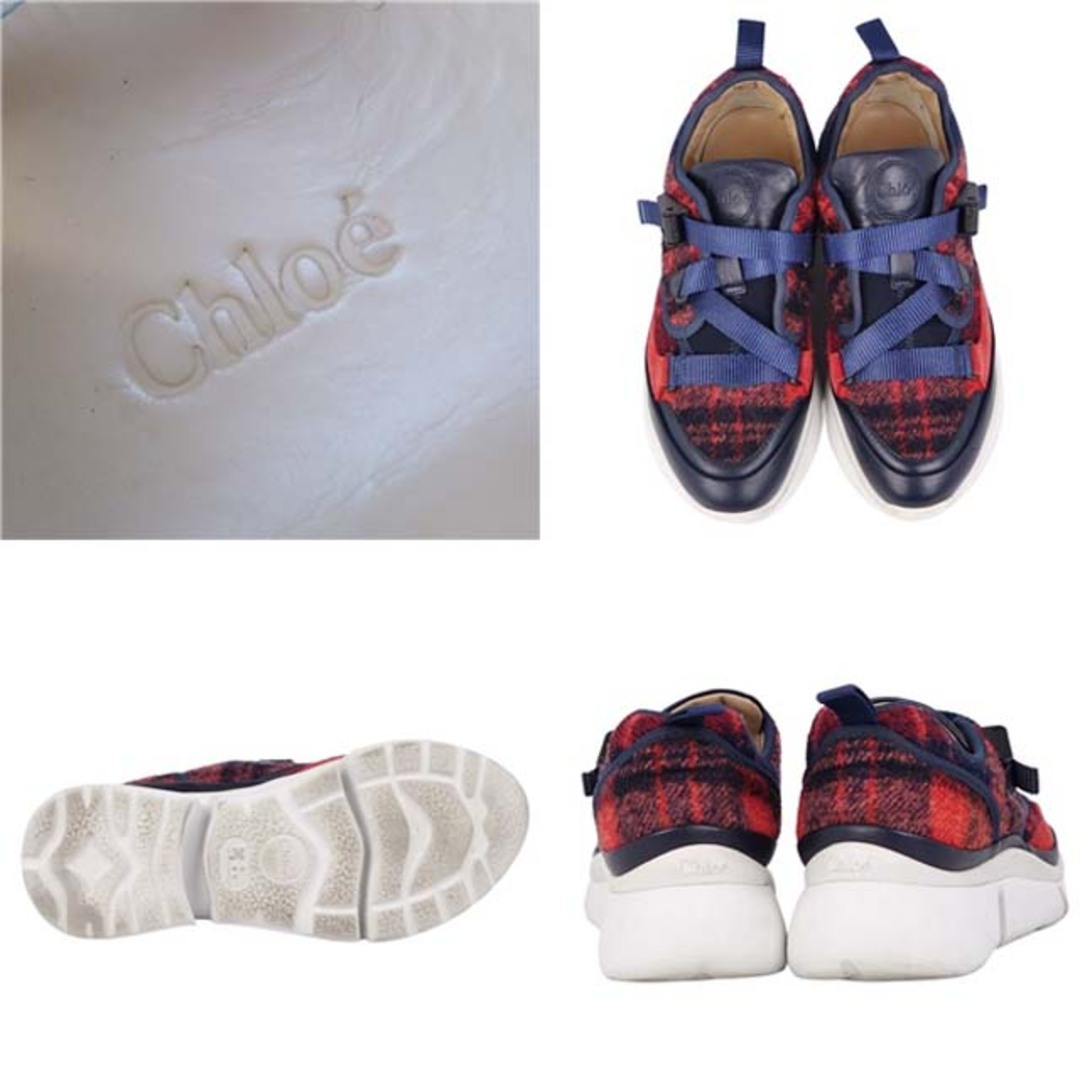 美品 クロエ Chloe スニーカー ツイード ローカット シューズ 靴 美品 クロエ Chloe スニーカー ツイード ローカット シューズ 靴