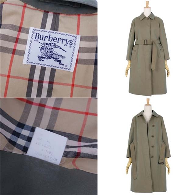 BURBERRY(バーバリー)のVintage バーバリー Burberrys コート ベルト付き ステンカラーコート バルマカーンコート コットン100％ アウター レディース M相当 オリーブカーキ(玉虫色) レディースのジャケット/アウター(その他)の商品写真